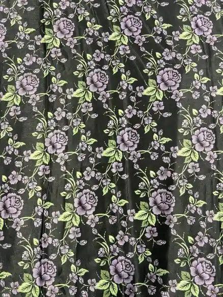 Flower Pattern Velvet Satin Fabric