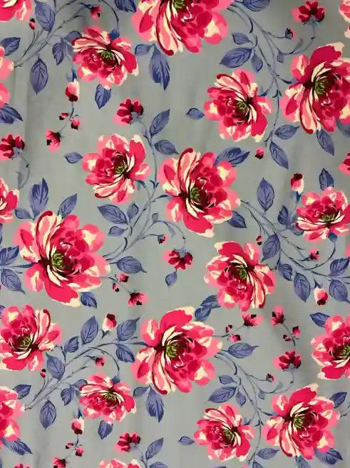 Red Flower Pattern Lycra Fabric