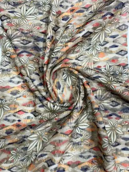 Leaf Pattern Georgette Fabric