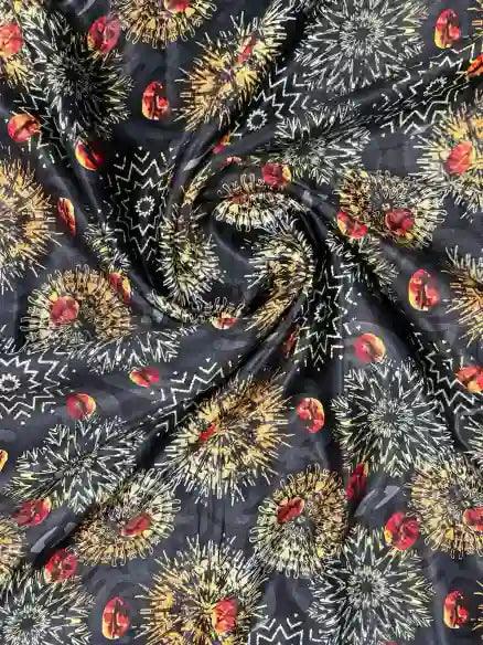 Circle Pattern Velvet Satin Fabric