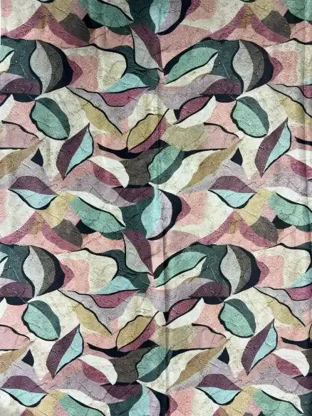 Leaf pattern Velvet Satin Fabric