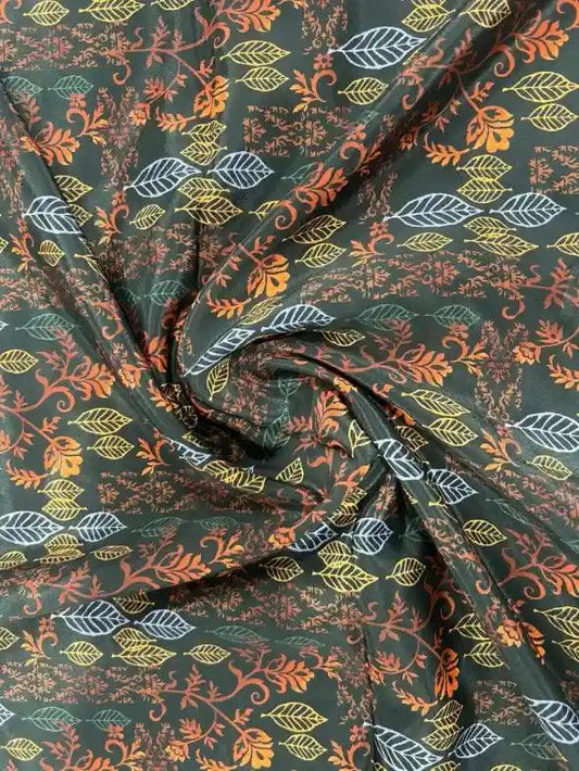 Leaf Pattern Polyester Crape Fabric