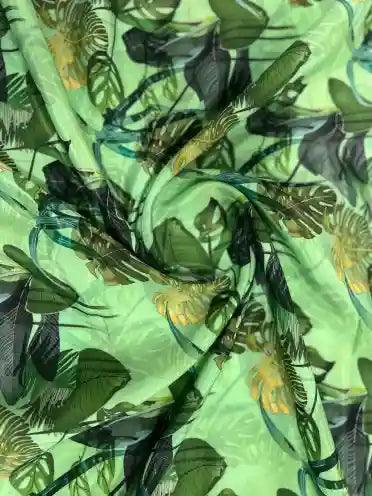 Green Colour Polyester Crape Fabric