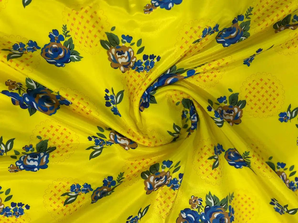 Yellow Colour Polyester Crape Fabric