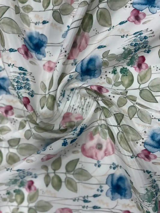 Flower Pattern Polyester Crape Fabric