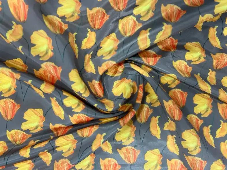 Yellow & Orange Polyester Crape Fabrics