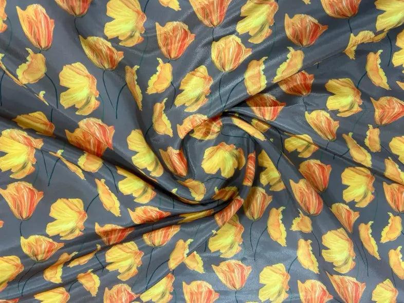 Yellow & Orange Polyester Crape Fabrics