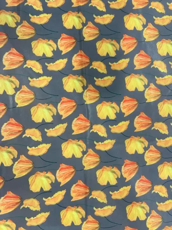 Yellow & Orange Polyester Crape Fabrics