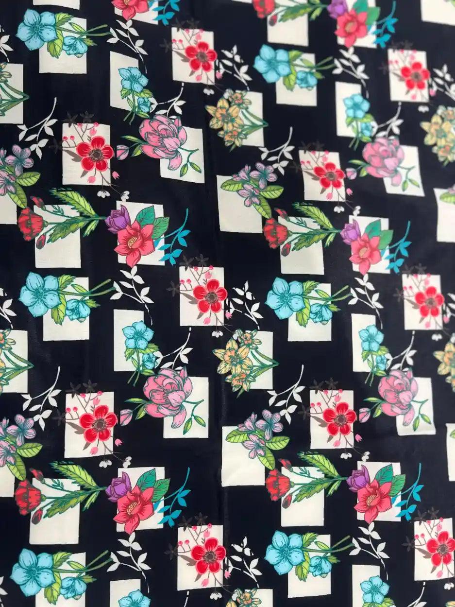 Square Pattern Polyester Crape Fabrics