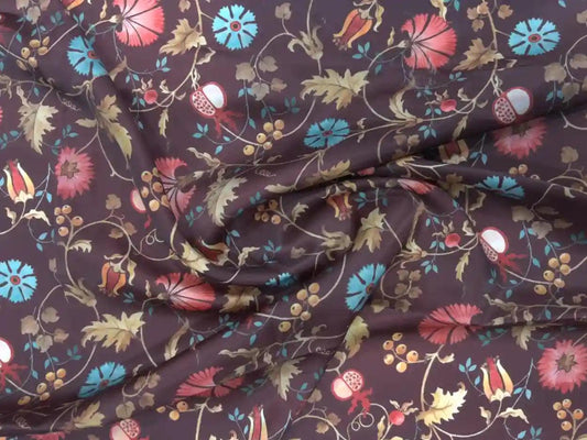 Floral Pattern Satin Fabric