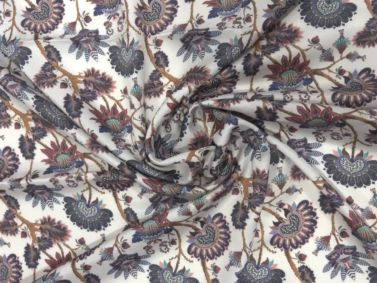 Leaf Pattern Satin Fabric