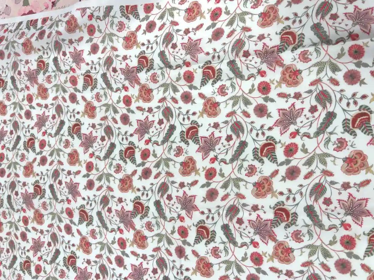 Traditional Flower Satin Fabric