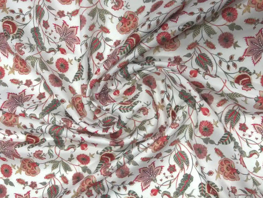 Traditional Flower Satin Fabric