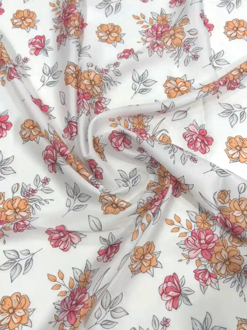 Small Flower Satin Fabric