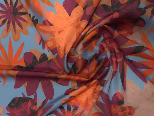 Leaf Pattern Satin Fabric