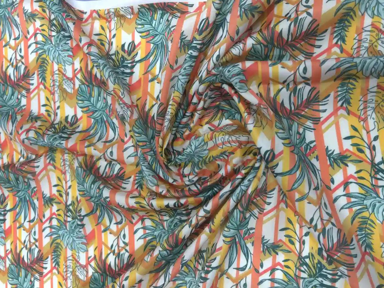 Leaf Pattern Satin Fabric