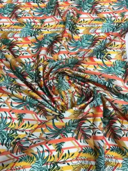 Leaf Pattern Satin Fabric