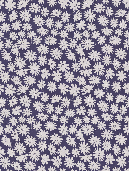 Blue & White Pattern Lycra Fabric