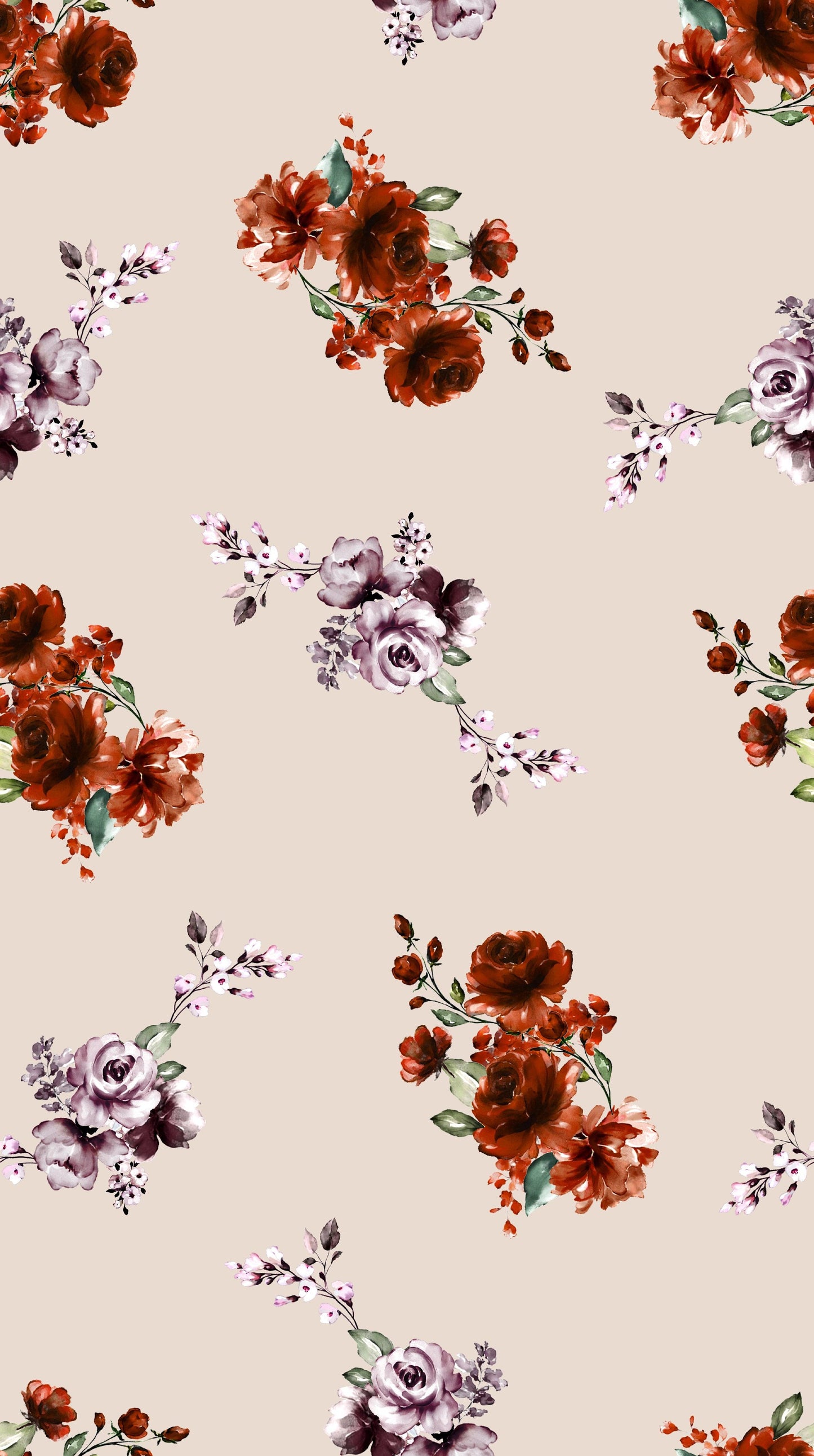 Floral Printed White Fabric