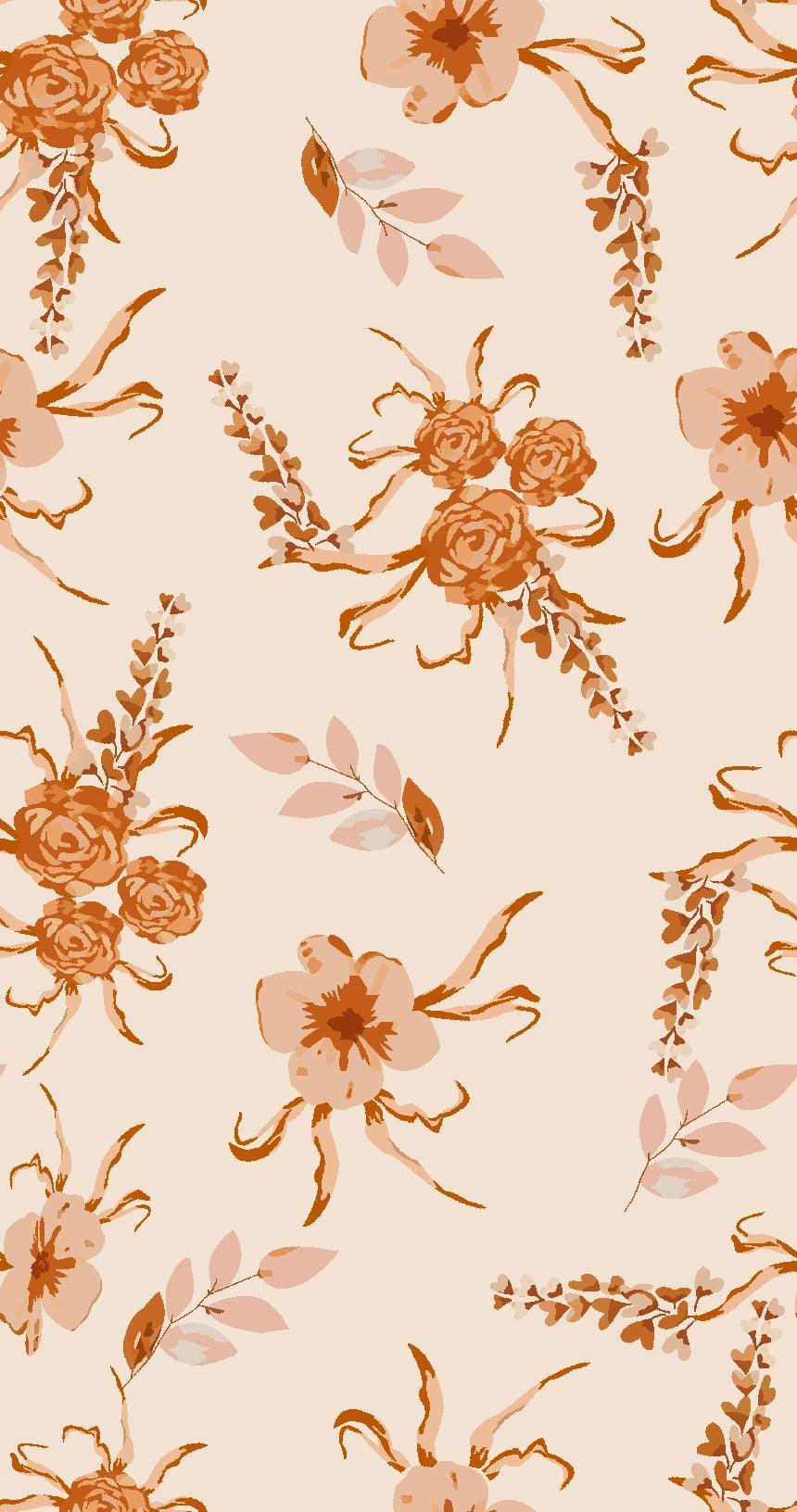 Leaf & Flower Pattern Cotton Fabric