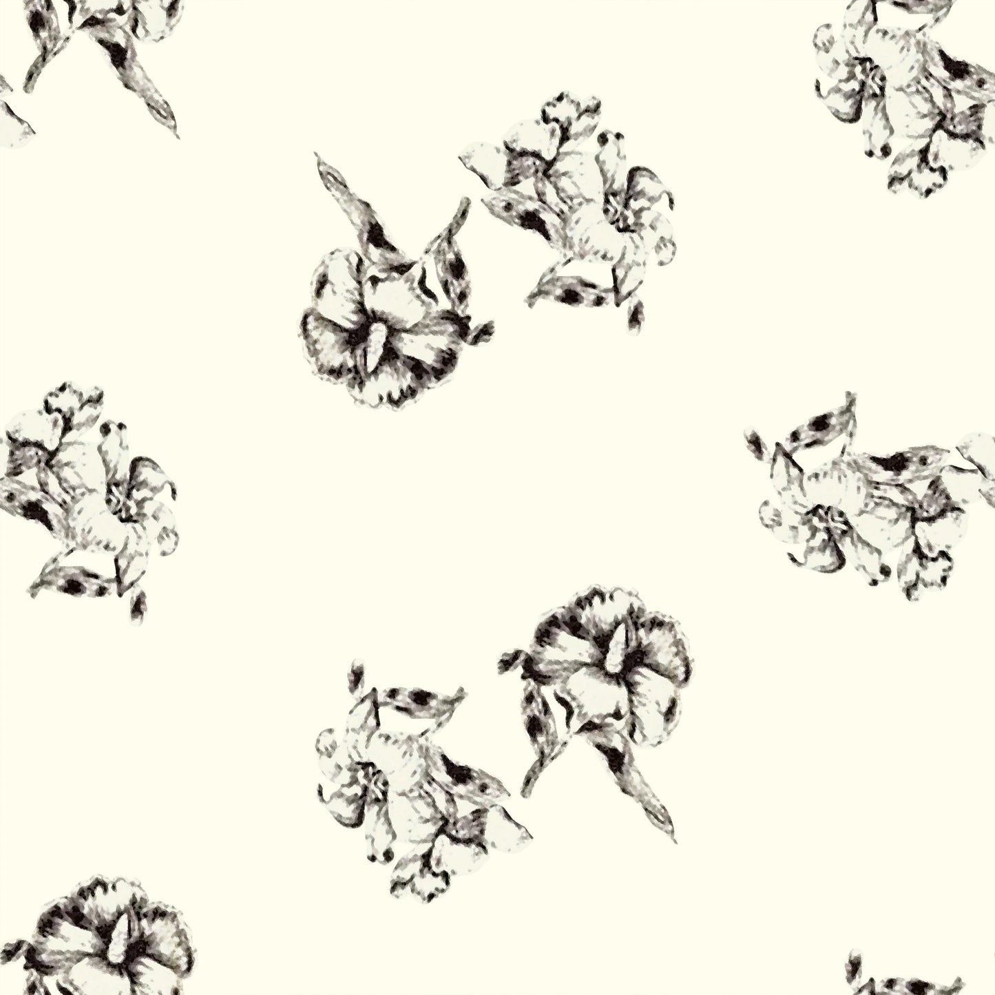 Black & White Flower Taffeta Fabric