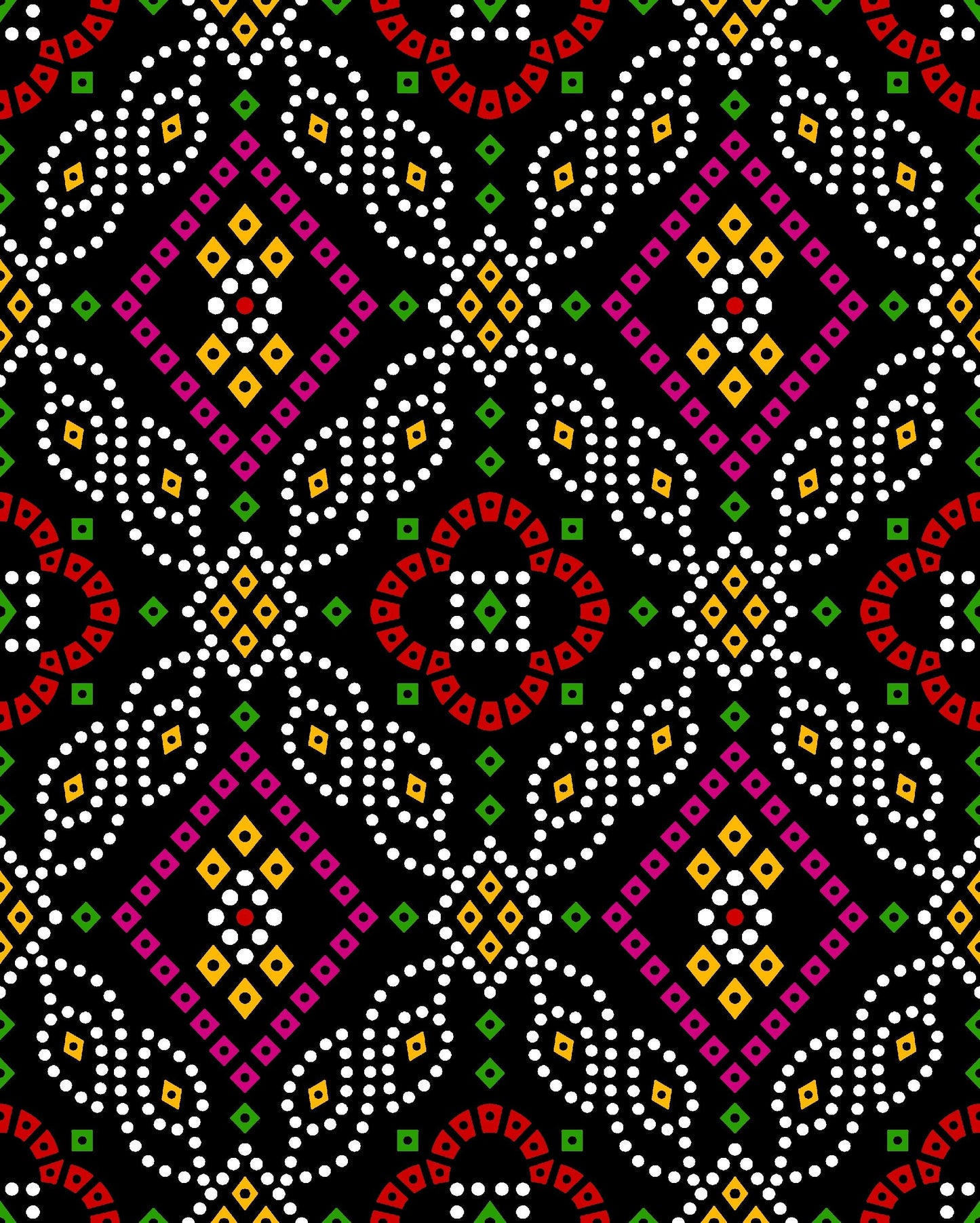 Bandhani Pattern Satin Fabric