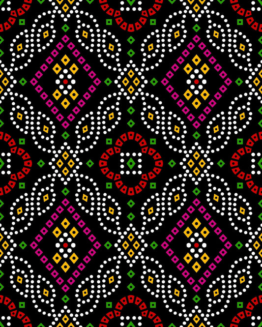 Bandhani Pattern Satin Fabric