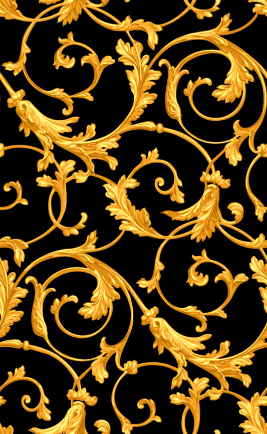 Royal Yellow pattern Satin Fabric