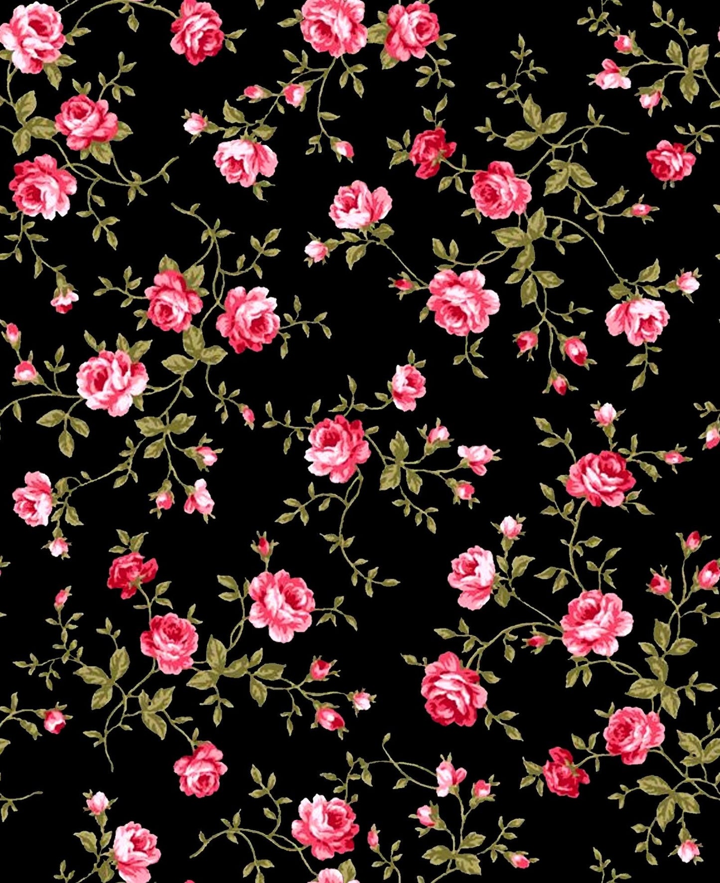 Pink Flower Pattern Satin Fabric